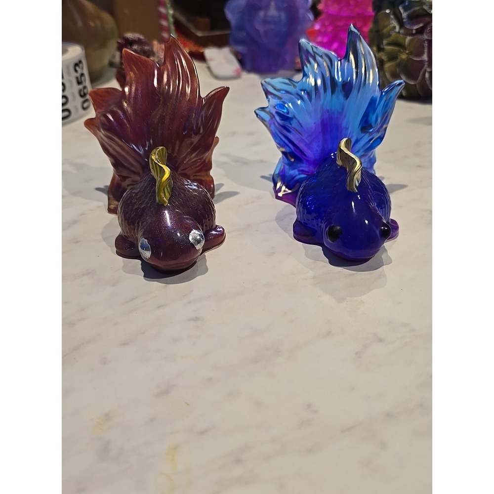 Handmade Resin Goldfish  Red Purple Blue‎ Decoration Gift 648